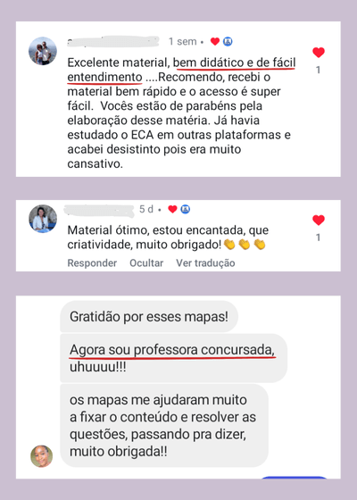 Depoimentos dos Resumos e Mapas Mentais do FOCO RESUMO para concursos públicos! direcionados ao que é cobrado nas provas, focado na sua Aprovação-2