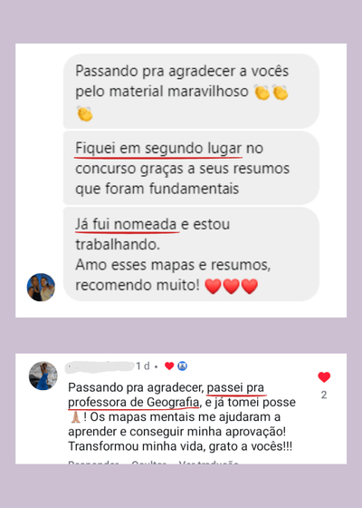 Depoimentos dos Resumos e Mapas Mentais do FOCO RESUMO para concursos públicos! direcionados ao que é cobrado nas provas, focado na sua Aprovação-7