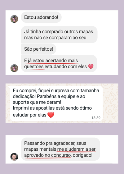 Depoimentos dos Resumos e Mapas Mentais do FOCO RESUMO para concursos públicos! direcionados ao que é cobrado nas provas, focado na sua Aprovação-6