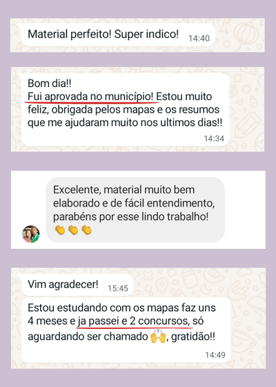 Depoimentos dos Resumos e Mapas Mentais do FOCO RESUMO para concursos públicos! direcionados ao que é cobrado nas provas, focado na sua Aprovação-3